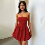 Damen elegantes Bandeaukleid mit voluminösem Rock