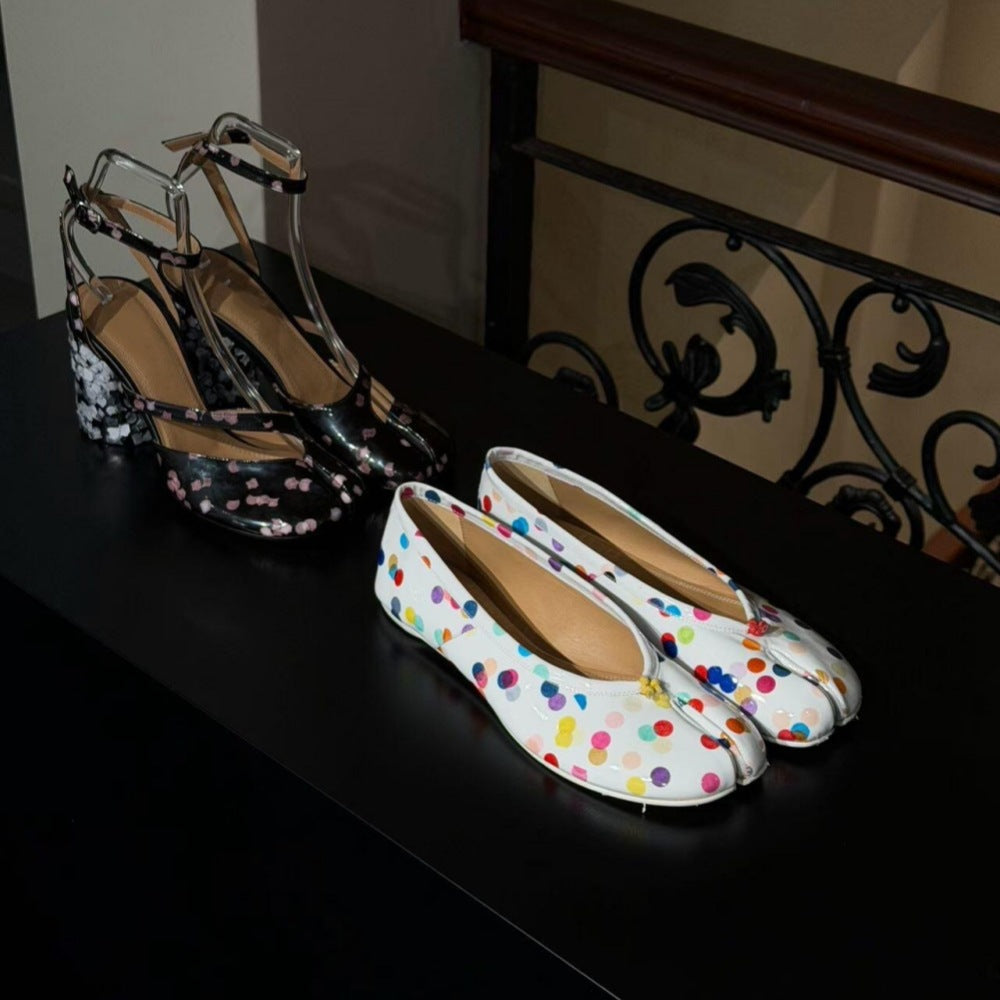 Damen Ballerinas mit verspielt buntem Punktedesign