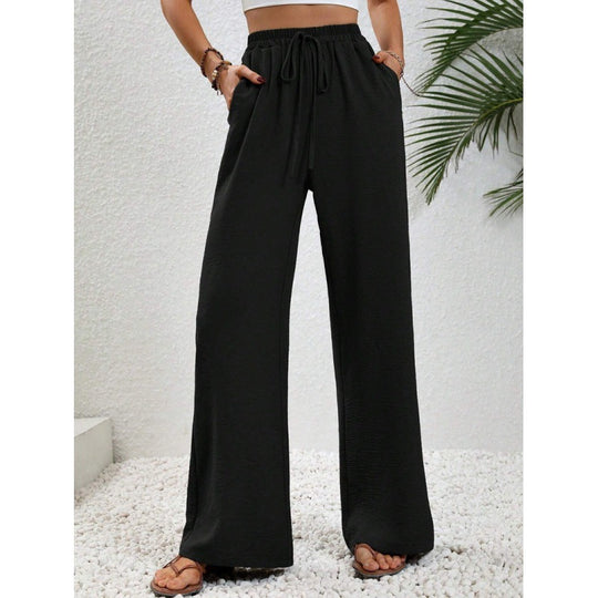 Damen luftige Paltz-Hose mit elastischem Bund und praktischen Taschen R&B