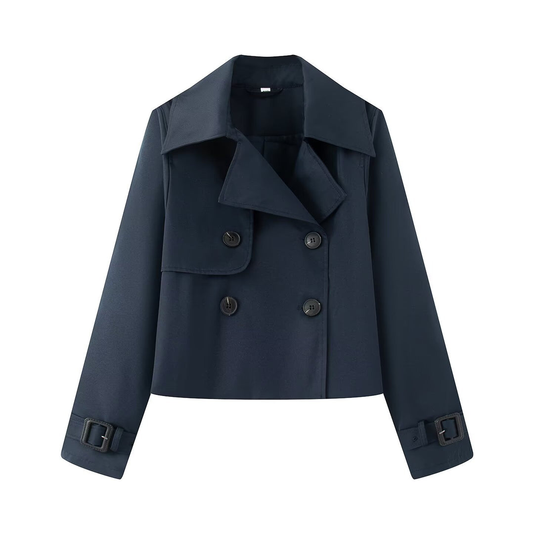 Damen elegante Trenchcoat-Jacke mit klassischen Details R&B
