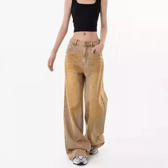 Damen Weite Denim-Jeans mit modischen Akzenten R&B
