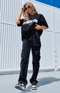 Damen lässiges oversized T-Shirt mit Statement-Aufdruck R&B