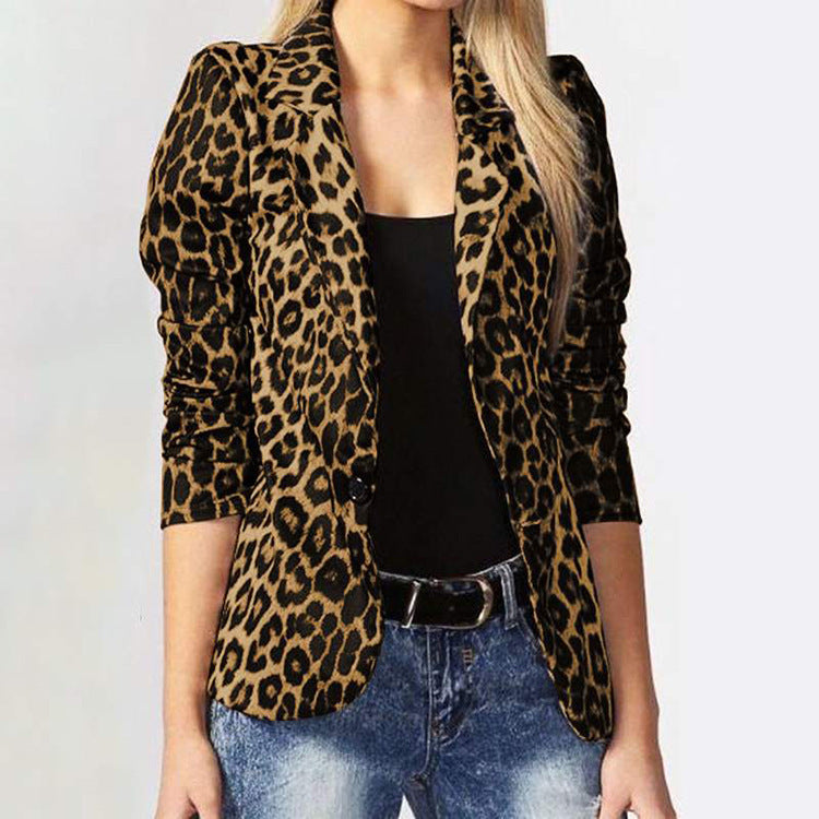 Damen Modischer Blazer mit Animal-Print R&B