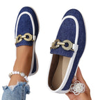Damen modische Slipper mit elegantem Goldverzierungsdetail R&B