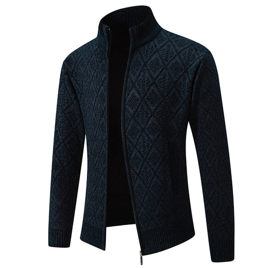Herren Strickjacke mit strukturiertem Design und hohem Kragen R&B