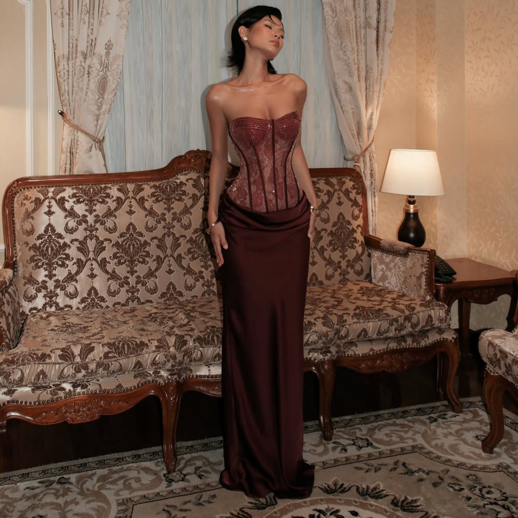 Damen Korsettkleid mit elegantem, fließendem Rock R&B