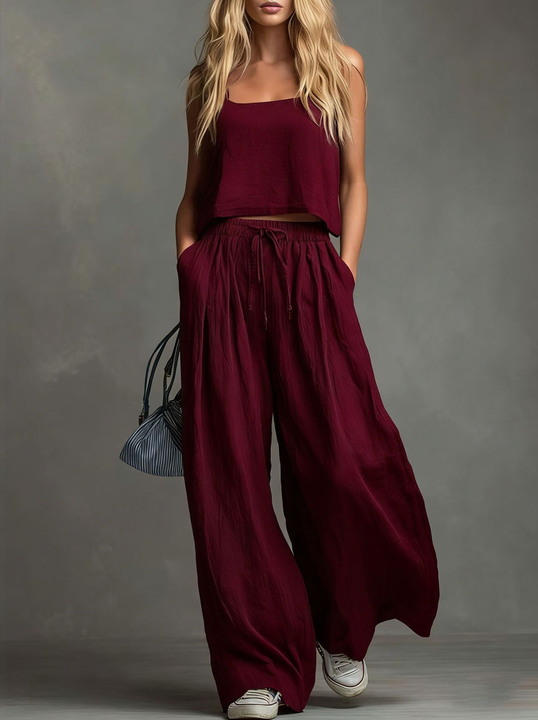 Damen Sommerliches Freizeit-Set mit weitem Oberteil und lässiger Hose R&B
