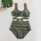 Damen Hochtailliertes Bikini-Set mit stilvollem Wickel-Oberteil R&B