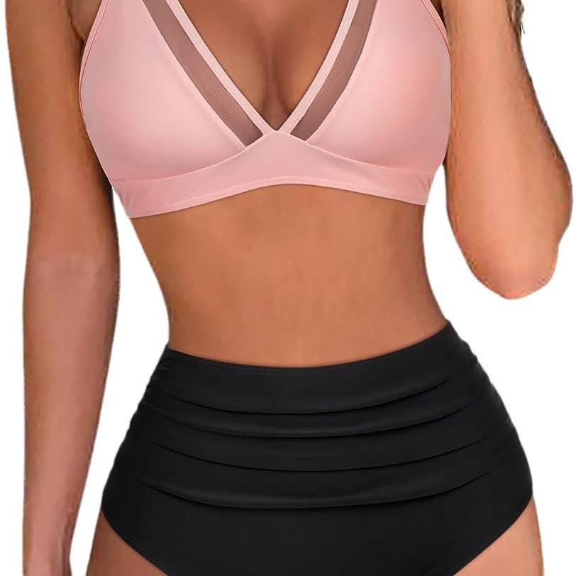 Damen Sportliches Bikini-Set mit atmungsaktiver Mesh-Ausschnittherstellung R&B