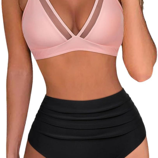 Damen Sportliches Bikini-Set mit atmungsaktiver Mesh-Ausschnittherstellung R&B