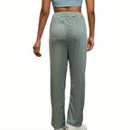 Damen weite Sommerhose mit feinen Lochmuster und elastischem Bund R&B