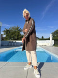 Damen Sportliche Longjacke mit praktischen Taschen und Streifenmotiv R&B
