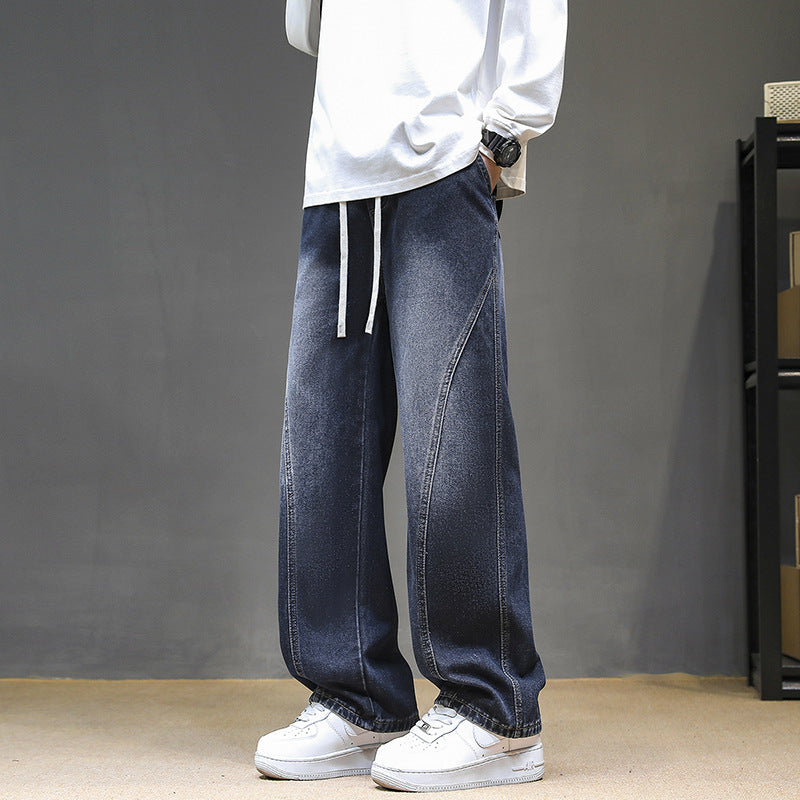 Herren Weitgeschnittene Jeanshose mit elastischem Bund und modernem Design