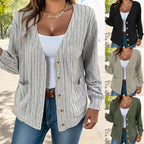 Damen Strickjacke mit Knopfleiste und seitlichen Taschen R&B