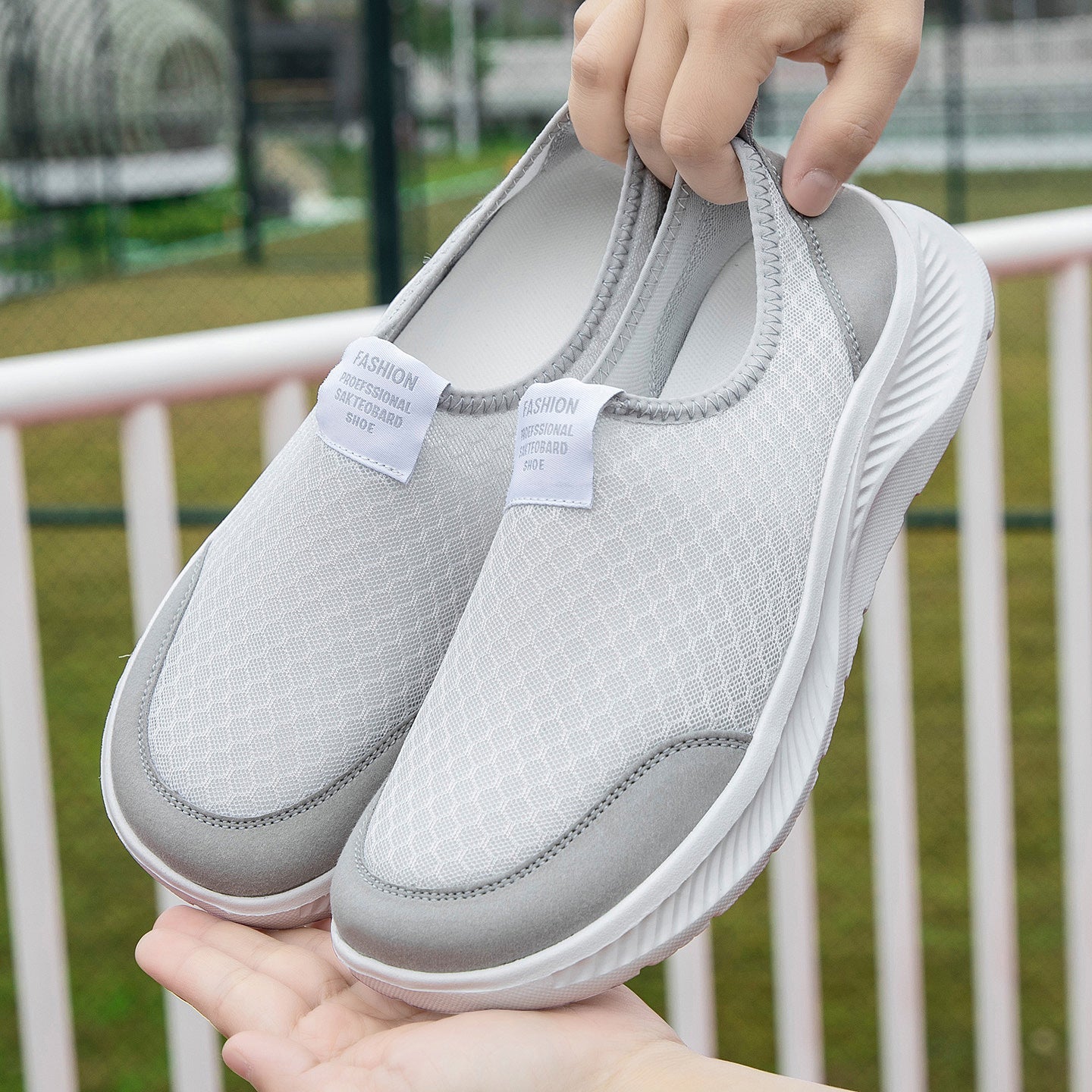 Damen Bequeme Slip-On Freizeitschuhe mit atmungsaktiver Netzstruktur R&B