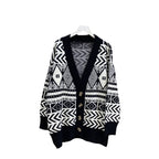 Damen Übergroße Strickjacke mit geometrischem Muster R&B