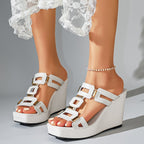 Damen Wedge-Sandaletten mit raffinierten Riemendesigns und gleitendem Tragekomfort R&B