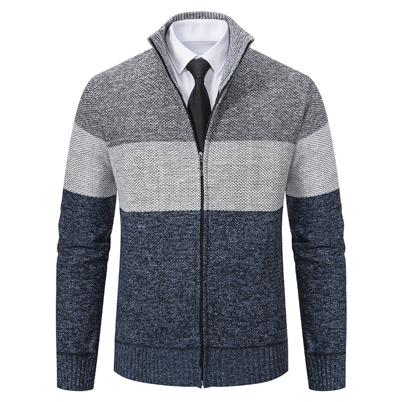 Herren modische Strickjacke mit hohem Kragen und modernem Reißverschluss R&B