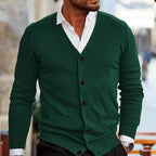 Herren nan Feinstrick V-Ausschnitt Cardigan mit Knopfleiste und Eingrifftaschen R&B