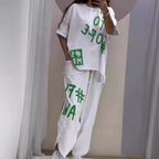 Damen Lässiges Set mit oversize T-Shirt und bequemen Jogginghose R&B