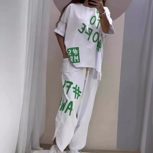 Damen Lässiges Set mit oversize T-Shirt und bequemen Jogginghose R&B
