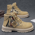 Damen Modische Schnürstiefel mit einzigartigem floralen Design und robustem Profil R&B
