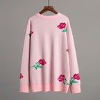 Damen weicher Strickpullover mit floralem Design R&B