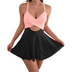 Damen Einteiliger Badeanzug mit Wickelrock und trendy Cut-Out R&B