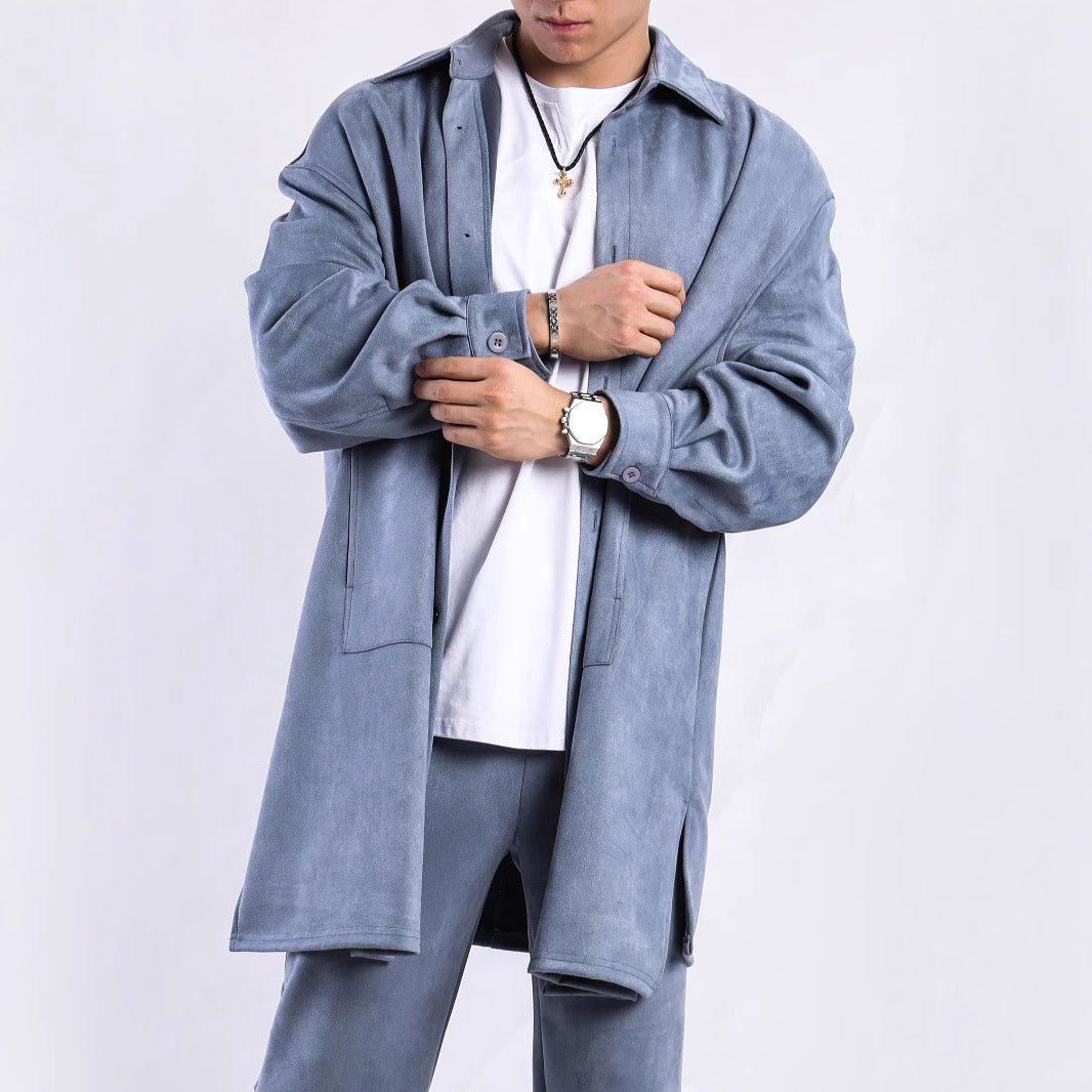 Damen Oversize Hemdenjacke aus weichem Suede mit großen Taschen R&B
