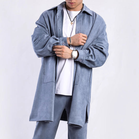 Damen Oversize Hemdenjacke aus weichem Suede mit großen Taschen R&B
