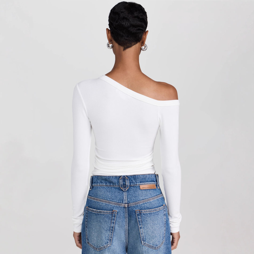 Damen asymmetrisches Langarmshirt mit Knopfleiste und figurbetontem Schnitt R&B