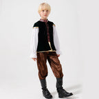 Unisex nan mittelalterliches Kinderkostüm Set mit Samtweste, geraffter Pluderhose und Renaissance-Details R&B