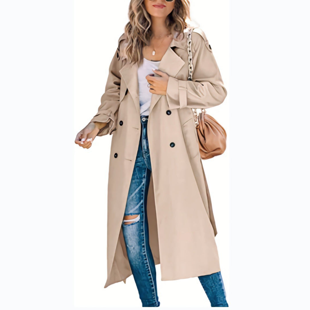 Damen Eleganter Trenchcoat im Oversize-Stil mit Taillengürtel R&B