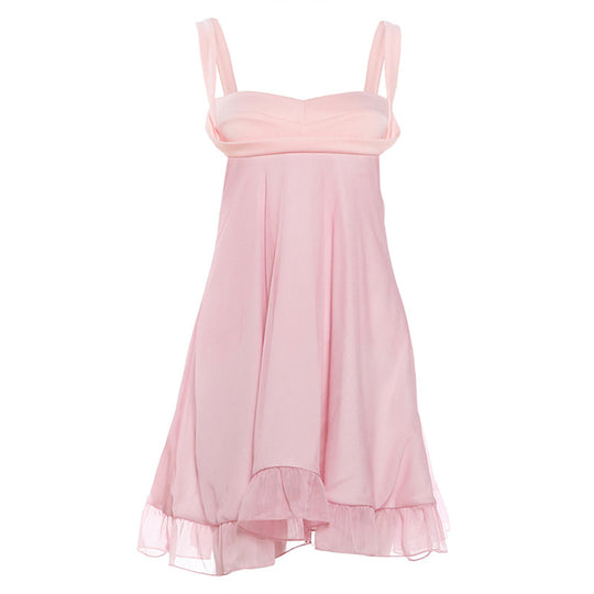 Damen Chiffonkleid mit fließendem Saum und herzförmigem Ausschnitt R&B
