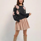 Damen Pullover mit floralem Muster und lässigem Schnitt R&B