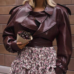 Damen Kunstlederjacke im Oversized-Design mit Riemen und neuen Details R&B