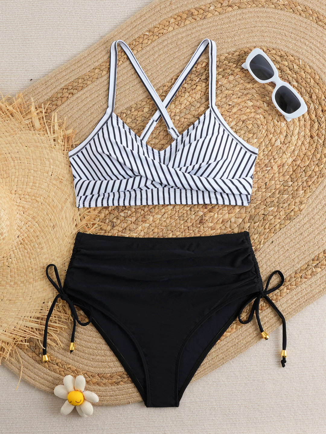 Damen Hochtailliertes Bikini-Set mit Wickeloberteil R&B