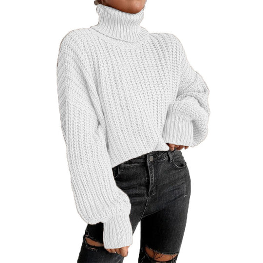 Damen Grobstrickpullover mit Stehkragen R&B