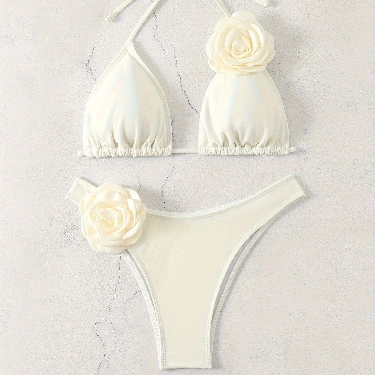 Damen Sexy Triangel-Bikini mit Blumendetails R&B