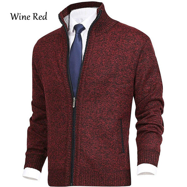 Herren Strickjacke mit Stehkragen und Reißverschluss R&B