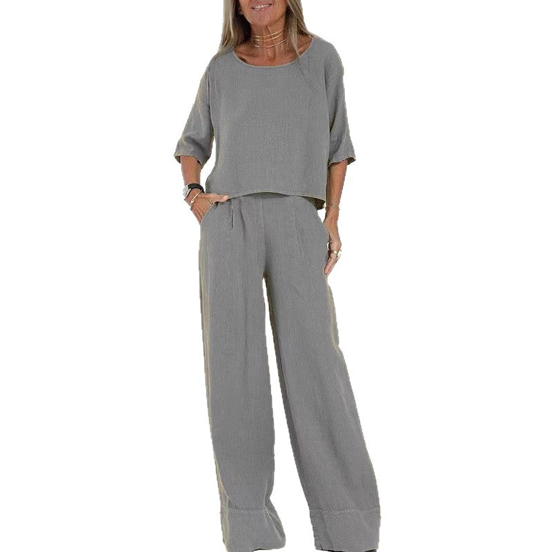 Damen stilvolles Hosenanzug-Set aus Leinen R&B