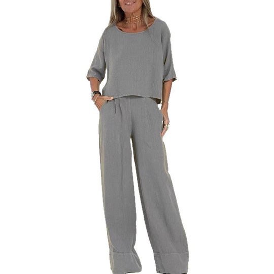 Damen stilvolles Hosenanzug-Set aus Leinen R&B