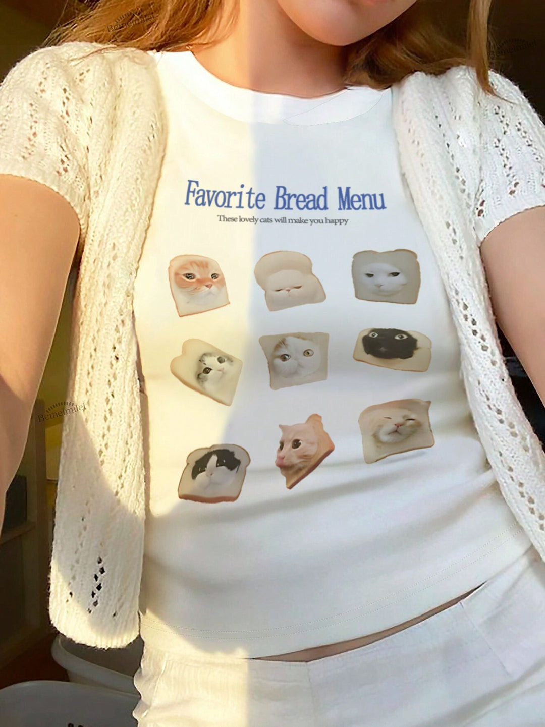 Damen Crop-T-Shirt mit auffälligem Grafiken-Design und frechem Statementdruck R&B