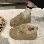 Damen Plüsch Sneaker mit breiten Riemen und dämpfender Sohle