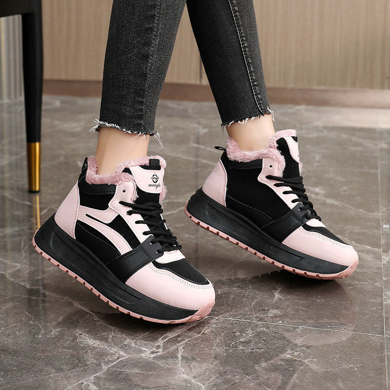 Damen modische High-Top Sneakers mit warmem Innenfutter und rutschfester Sohle R&B