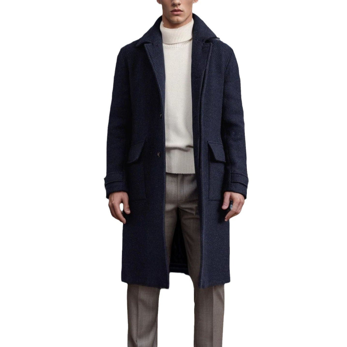 Herren eleganter Wool Peacoat R&B