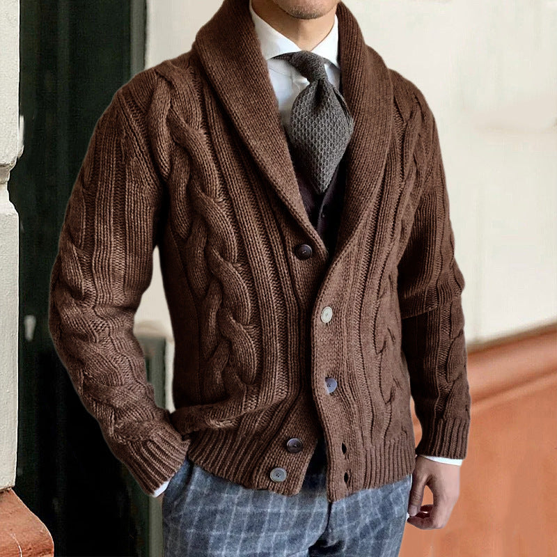 Herren Strickjacke mit modernen Zopfmuster R&B