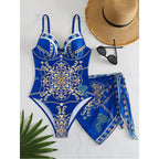 Damen Einteiliger Badeanzug mit eleganter Musterdetails R&B