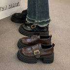 Damen modische Chelsea-Boots mit robustem Plateau und stylischer Schnallenverzierung R&B