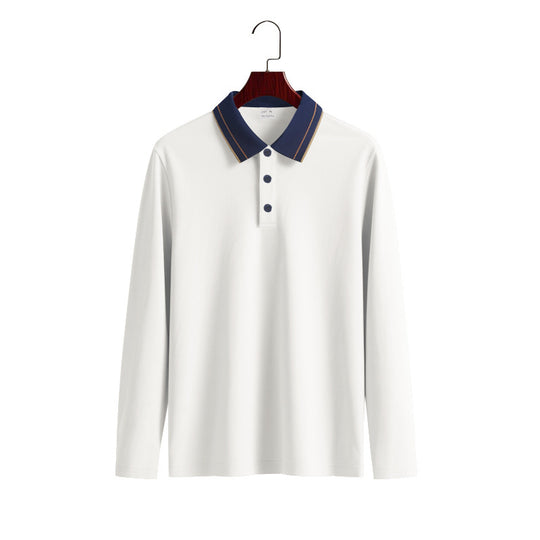 Herren Langarm-Poloshirt aus weichem Baumwollmix mit strukturiertem Kragen R&B
